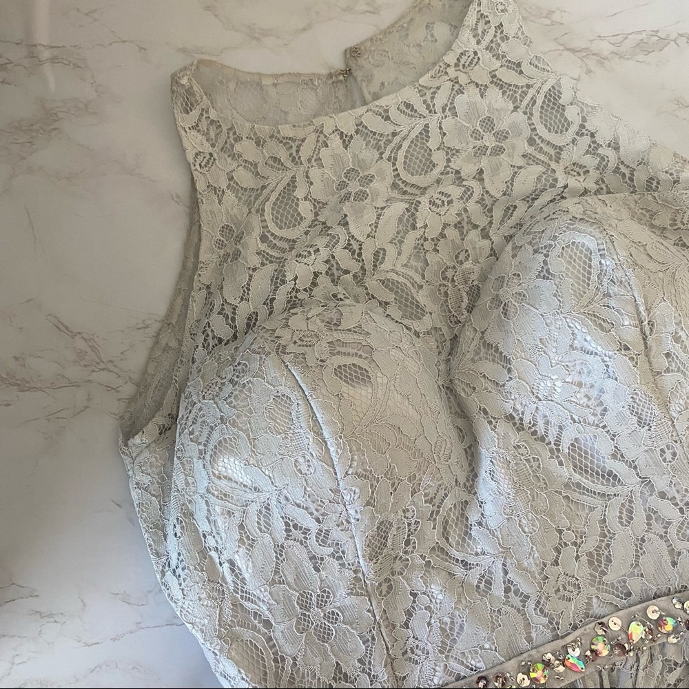 NWOT Gray Short Dress _ Dama _ High Top- Puffy_ Diamonds around waist